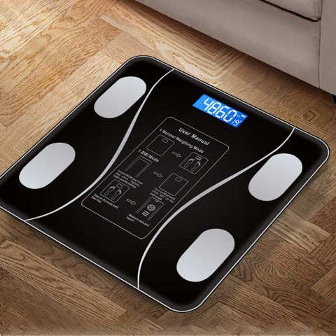 Inteligentna Waga Łazienkowa Szklana Smart Z Bluetooth, Analiza Ciała 180Kg