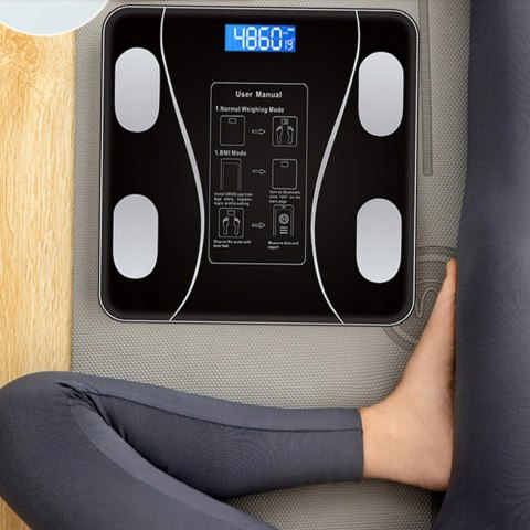 Inteligentna Waga Łazienkowa Szklana Smart Z Bluetooth, Analiza Ciała 180Kg