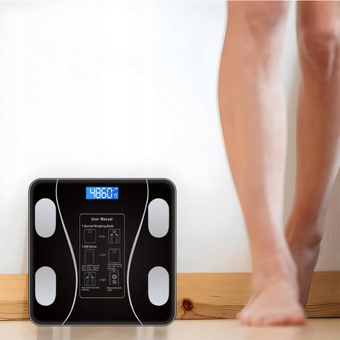 Inteligentna Waga Łazienkowa Szklana Smart Z Bluetooth, Analiza Ciała 180Kg