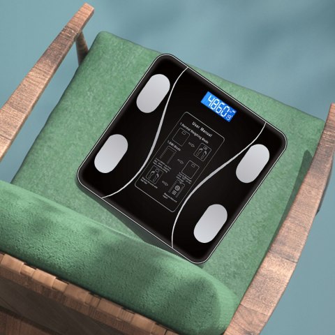Inteligentna Waga Łazienkowa Szklana Smart Z Bluetooth, Analiza Ciała 180Kg