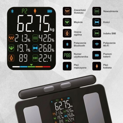 Waga Łazienkowa Klausberg Kb-7856 Z Analizą Składu Ciała, Bluetooth, Lcd