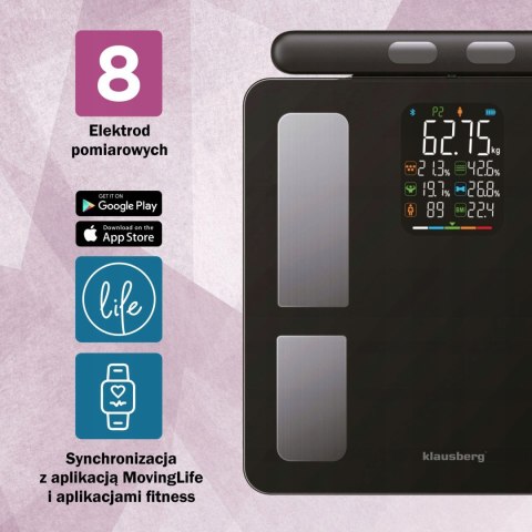 Waga Łazienkowa Klausberg Kb-7856 Z Analizą Składu Ciała, Bluetooth, Lcd