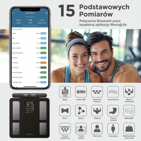 Waga Łazienkowa Klausberg Kb-7856 Z Analizą Składu Ciała, Bluetooth, Lcd