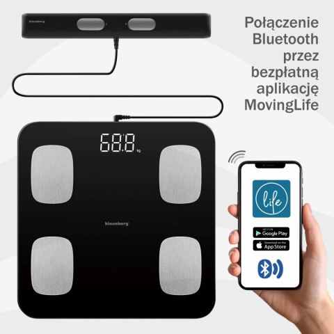 Waga Łazienkowa Klausberg Kb7852 - Analiza Ciała, Bmi, Tłuszcz, Bluetooth