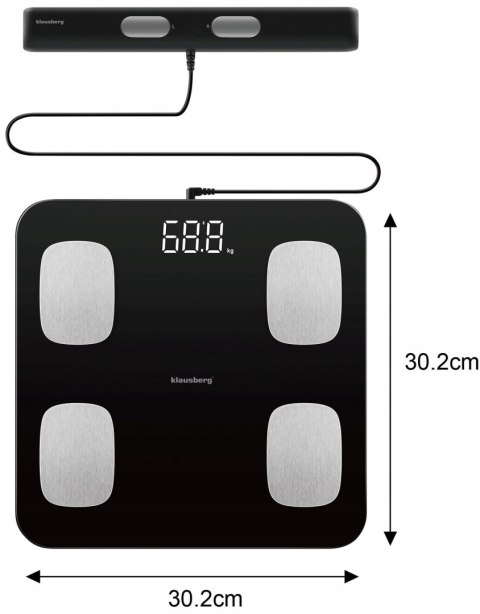 Waga Łazienkowa Klausberg Kb7852 - Analiza Ciała, Bmi, Tłuszcz, Bluetooth