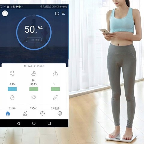 Waga Łazienkowa Smart+ 180Kg Analityczna, Bluetooth, Precyzyjny Pomiar