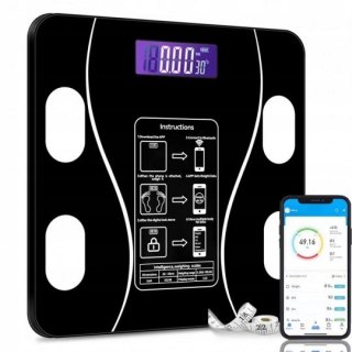 Waga Łazienkowa Smart 8W1 Bluetooth, 25+ Funkcji, Lcd, Termometr, Baterie
