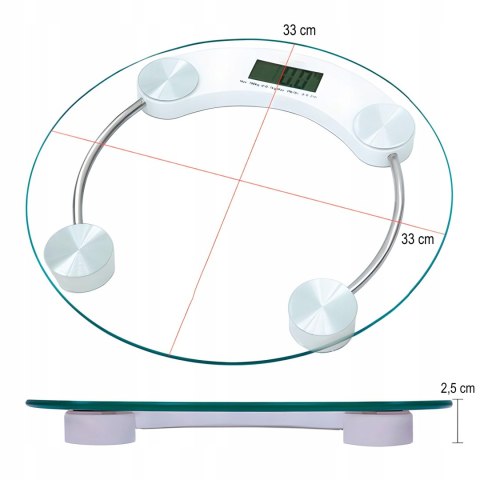 Waga Łazienkowa Szklana Lcd, Foot-Tap, 0,1Kg, 180 Kg Max, Precyzyjny Pomiar
