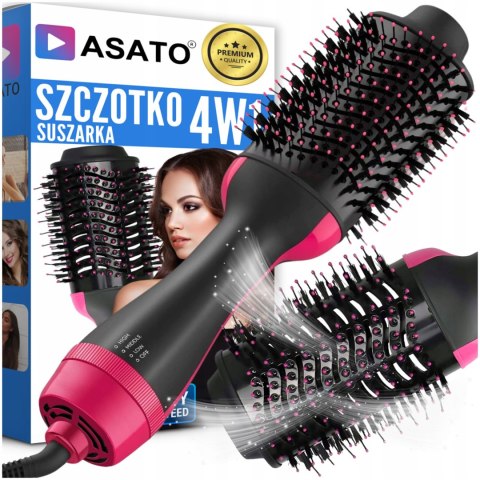 Duża Szczotka Suszarka Lokówka 4W1 1000W Czarno-Różowa - Stylizacja Włosów
