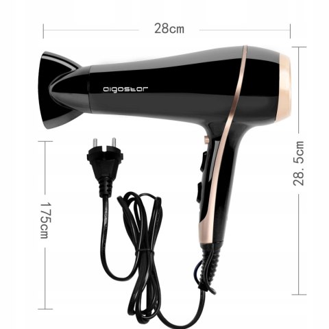 Suszarka Do Włosów Aigostar 2400W, Jonizacja, 3 Temp., 2 Prędkości, Dyfuzor