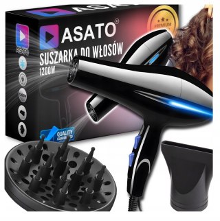 Suszarka Do Włosów Asato 1200W 2W1 Z Jonizacją, Dyfuzorem I Koncentratorem