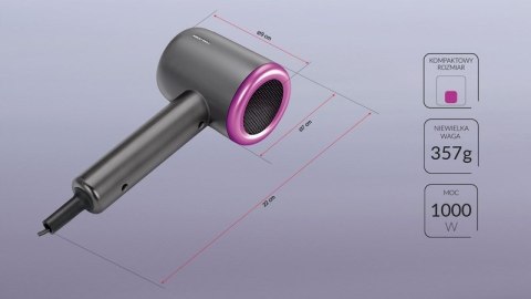 Suszarka Do Włosów Turystyczna 1000W Msw20 Kompaktowa 2-Stopniowa Regulacja