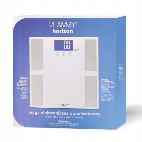 Vitammy Horizon Waga Łazienkowa Analizator Składu Ciała Bmi+Bmr 10Profilowa