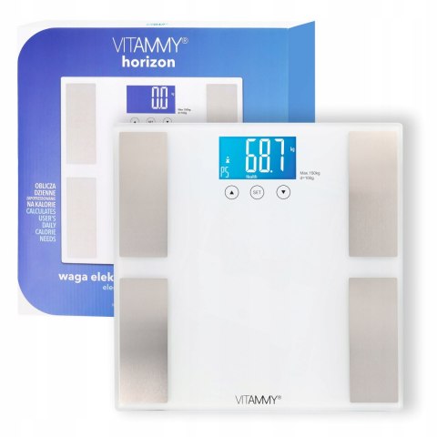 Vitammy Horizon Waga Łazienkowa Analizator Składu Ciała Bmi+Bmr 10Profilowa