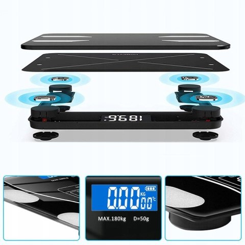 Waga Analityczna Smart Z Bluetooth, 8 Parametrów, Termometrem I 180 Kg