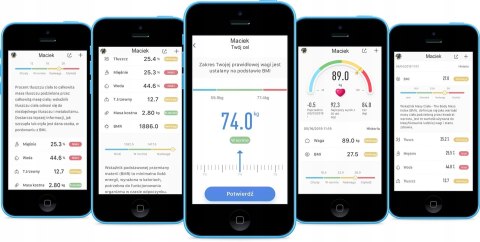 Waga Analityczna Smart Z Bluetooth, 8 Parametrów, Termometrem I 180 Kg