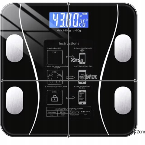 Waga Analityczna Smart Z Bluetooth, 8 Parametrów, Termometrem I 180 Kg