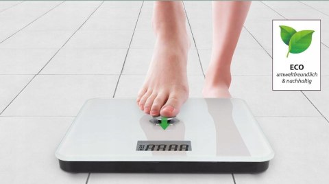 Waga Łazienkowa Kinetyczna 180Kg Lcd Bez Baterii, Szklana, Antypoślizgowa