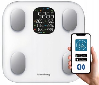 Waga Łazienkowa Klausberg Kb-7855 Analiza Ciała, Bmi, Bluetooth, 180Kg