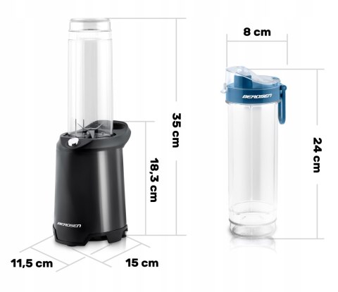 Blender Smoothie Berdsen 700W Z 2 Butelkami 0,57L - Mocny, Mobilny, Idealny