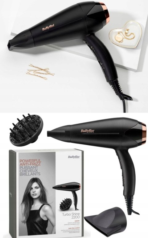 Mocna Suszarka Babyliss D570de 2200W Jonizacja Koncentrator Dyfuzor Hit