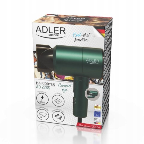 Suszarka Adler 2265 1100W 2 Temp Chłodny Nadmuch, Składana Rączka, Podróżna