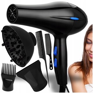 Suszarka Do Włosów 1200W Jonizacja 2W1 Dyfuzor/Koncentrator 5 Trybów Zimny