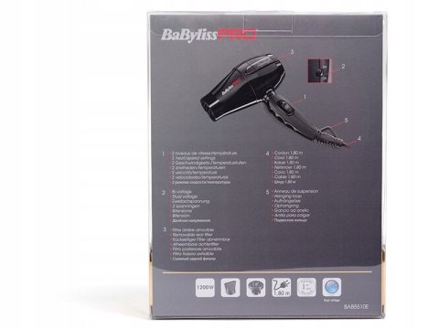 Suszarka Do Włosów Babyliss Pro Bambino Bab5510e 1200W Podróżna Akcesoria