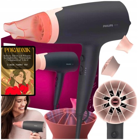 Suszarka Do Włosów Philips 2100W Z Thermoprotect I Jonizacją, Czarna