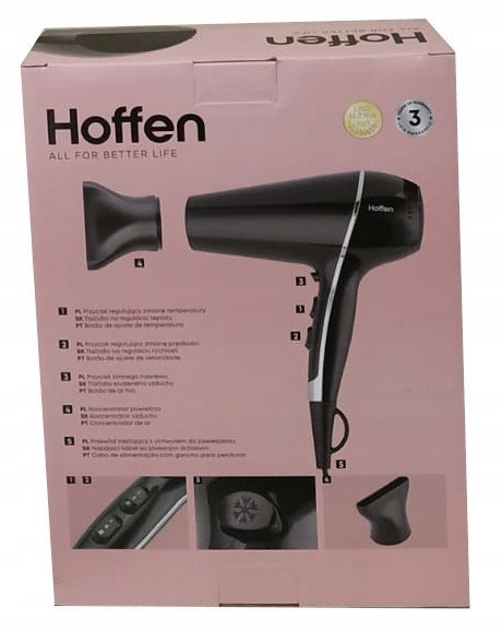 Suszarka Włosów Hoffen Hd-5131 1800-2100W Zimny Nawiew 2 Prędkości 3 Temp