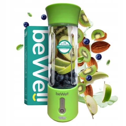 Blender Bewell Bezprzewodowy 500Ml Kielichowy Do Koktajli Limonkowa Zieleń