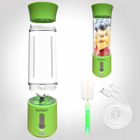 Blender Bewell Bezprzewodowy 500Ml Kielichowy Do Koktajli Limonkowa Zieleń