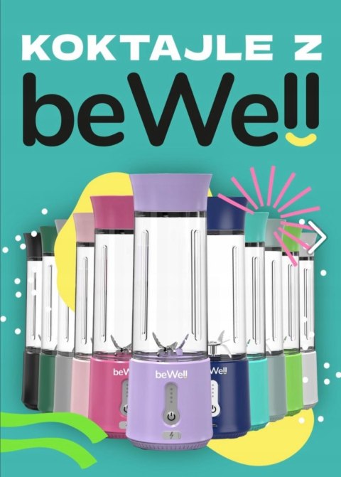 Blender Bewell Bezprzewodowy 500Ml Kielichowy Do Koktajli Limonkowa Zieleń