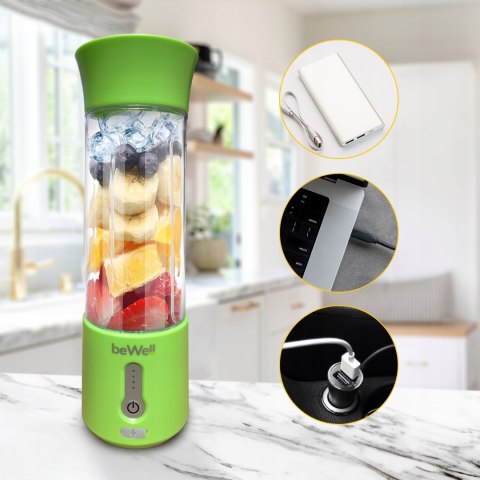 Blender Bewell Bezprzewodowy 500Ml Kielichowy Do Koktajli Limonkowa Zieleń