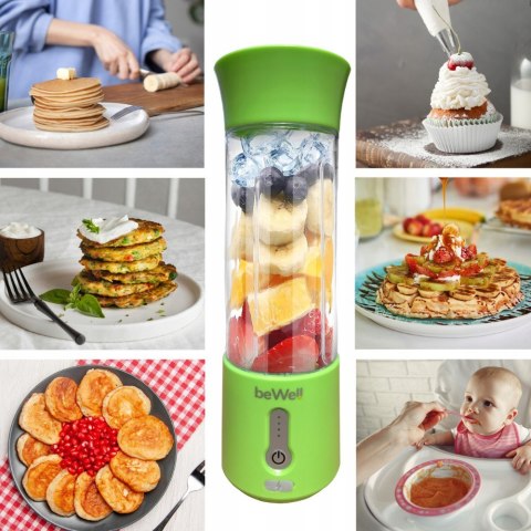 Blender Bewell Bezprzewodowy 500Ml Kielichowy Do Koktajli Limonkowa Zieleń