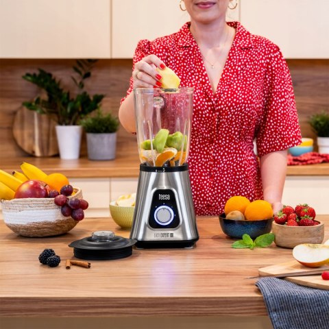 Blender Kielichowy Teesa 1300W 1,5L Szklany Kielich + Bidon, Kruszy Lód