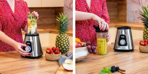 Blender Kielichowy Teesa 1300W 1,5L Szklany Kielich + Bidon, Kruszy Lód