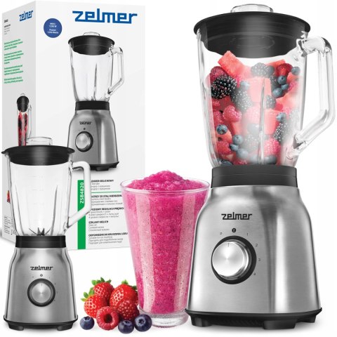 Blender Kielichowy Zelmer 1250W Szklany 1,5L 4 Prędkości Kruszenie Lodu