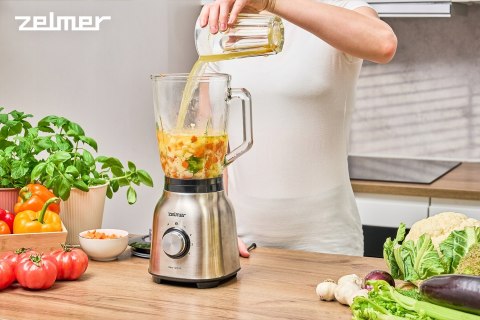 Blender Kielichowy Zelmer 1250W Szklany 1,5L 4 Prędkości Kruszenie Lodu