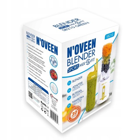Blender Noveen Sport Mix & Fit Sb210 Green 300W, Kruszenie Lodu, Bpa Free