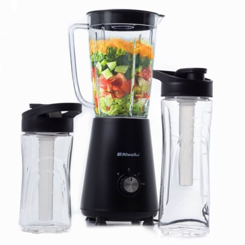 Blender Riwall 1500 5W1 Smoothie, Kruszenie Lodu, 2 Bidony, 2 Wkł.Chłodzące