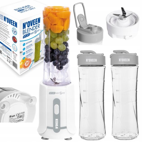 Blender Sportowy N'Oveen Sb230 300W - Mikser Smoothie, 2 Butelki Non Drip