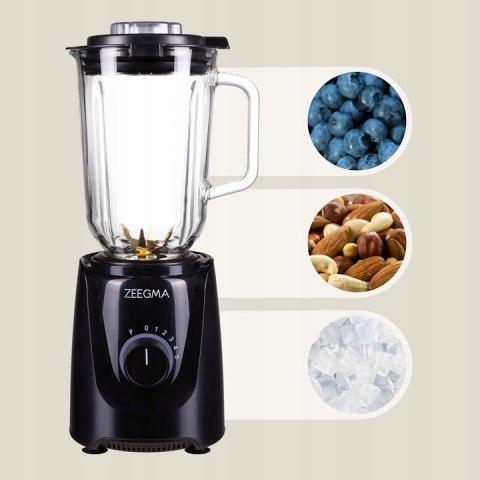 Blender Szklany 1,5L 1000W 6 Ostrzy - Kruszenie Lodu, 5 Prędkości, Pulse