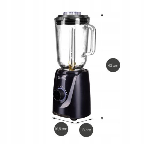 Blender Szklany 1,5L 1000W 6 Ostrzy - Kruszenie Lodu, 5 Prędkości, Pulse