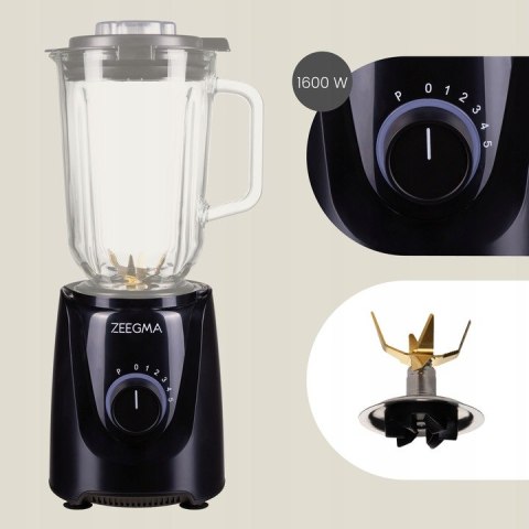 Blender Szklany Kielichowy 1,5L 1000W/1829W 5 Prędkości, Kruszenie Lodu