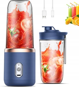 Mini Blender Przenośny Usb 1500Mah 6 Ostrzy Blokada Bezpieczności, 2 Kubki