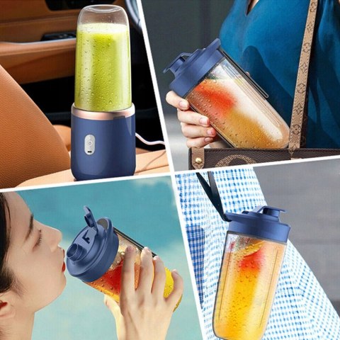 Mini Blender Przenośny Usb 1500Mah 6 Ostrzy Blokada Bezpieczności, 2 Kubki