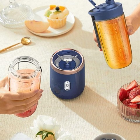 Mini Blender Przenośny Usb 1500Mah 6 Ostrzy Blokada Bezpieczności, 2 Kubki