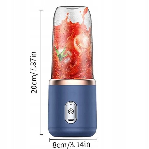 Mini Blender Przenośny Usb 1500Mah 6 Ostrzy Blokada Bezpieczności, 2 Kubki