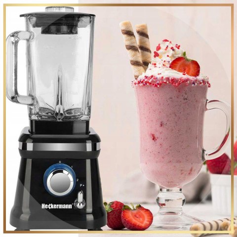 Mocny Blender 1600W Heckermann Premium Szklany 1,6L Do Smoothie I Koktajli